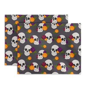 Avenie Halloween Floral Skulls Placemats - Deny Designs - 1 of 3