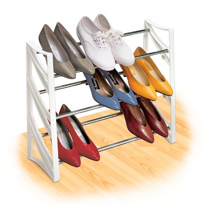 Lynk 9 Pair Convertible Shoe Rack Organizer - 3 Tier - Closet Shoe Rack - White