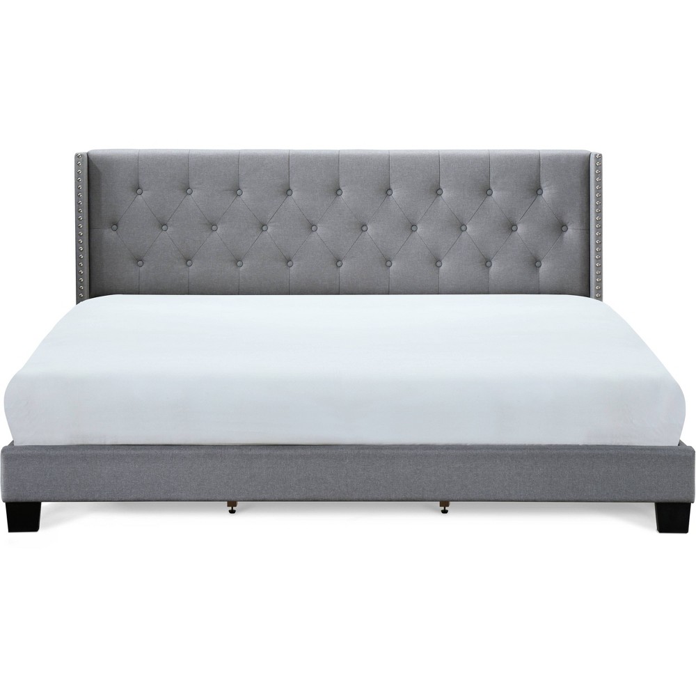 Photos - Bed King Adler Upholstered  - Finch: Platform Frame, Wood Construction, Polyester Textile, Foam Fill, No Box Spring Required
