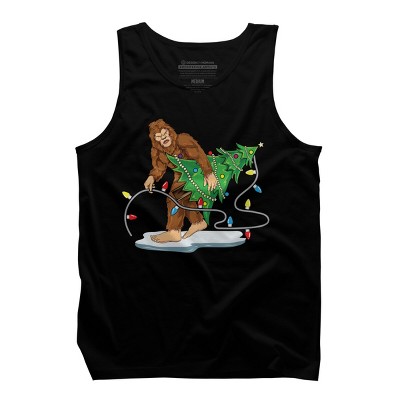 Men's Design By Humans Bigfoot Christmas Tree Sasquatch Santa Christmas Gift By amitsurti Tank Top