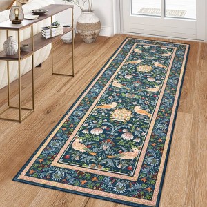 Living Room Area Rug Floral Rugs Machine Washable Boho Non Slip Modern Rug Non-Shedding Low Pile Bird Stain Resistant Carpet - 1 of 4