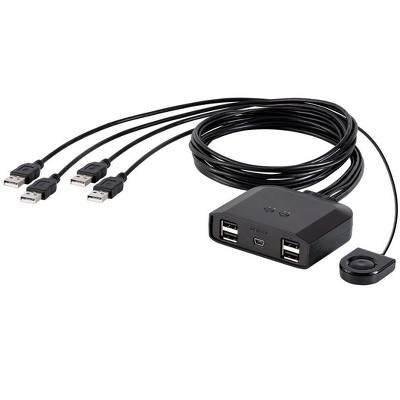 Monoprice 4x4 USB 2.0 Peripheral Sharing Switch, Allows 4 Computers to Share 4 USB Devices