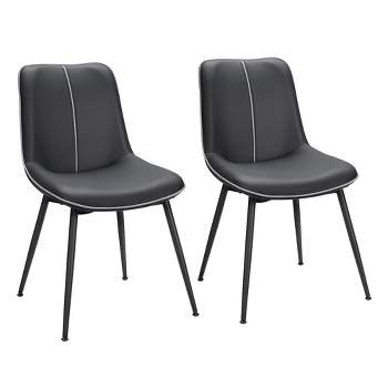 VASAGLE Leather Dining Chairs Set of 2, Comfortable Upholstered Seat with Metal Legs and Swivel Leveling Feet