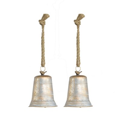 Whisen D6.3x7.9" Bell, Hanging Home Decor Accents for Christmas Tree, Holiday Display, 2 Pack - Gray