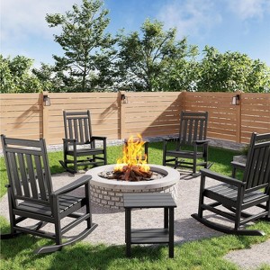 coucheta Poly Lumber Rocking Chair Outdoor Set of 4 with 2 Side Table, HDPE High Back Porch Rocker Chairs - All Weather Resistant Furniture for Patio - 1 of 4