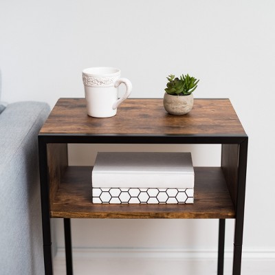 Versatile A-Shape Wood and Metal Cantilever Side Table, Brown