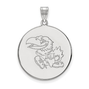 Black Bow Jewelry Sterling Silver Kansas Jayhawks NCAA Extra Large Pendant - 1 of 2