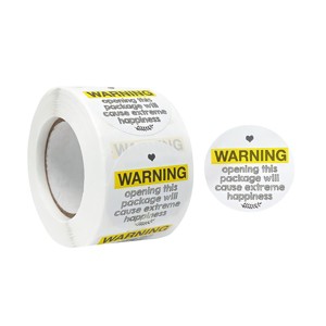 Wrapables 1.5 inch Yellow Extreme Happiness Warning Stickers (500pcs) - 1 of 4