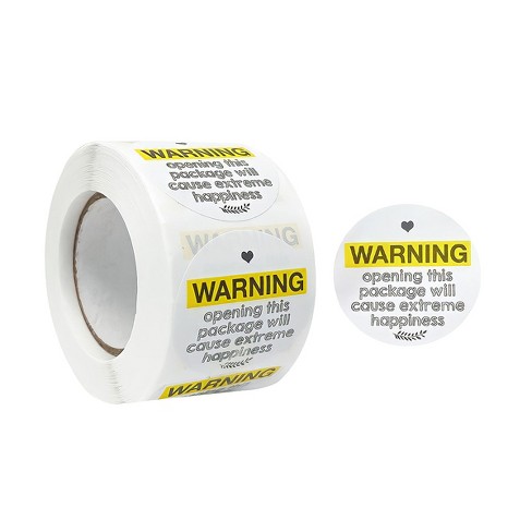 Wrapables 1.5 inch Yellow Extreme Happiness Warning Stickers (500pcs) - image 1 of 4