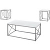 Monarch Specialties Table Set 3Pcs Set Coffee End Side Accent Living Room Metal Laminate White Grey Contemporary Modern - 3 of 4