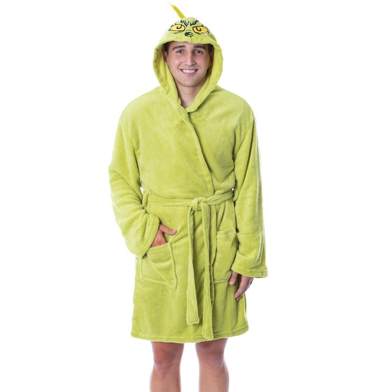 Dr. Seuss The Grinch Who Stole Christmas Adult Costume Character Fleece Robe, 1 of 7