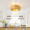 Ludomide 20" Bobo Rattan Drum Flush Mount Ceiling Fan With Lights And Remote, Hand-Woven Bamboo Gold Round Low Profile Ceiling Fan - 2 of 4