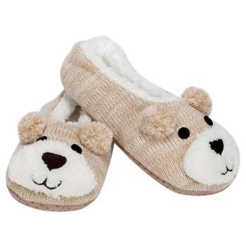 Elanze Designs Brown Puppy Dog Womens Animal Cozy Indoor Plush Lined Non Slip Fuzzy Soft Slipper - Large