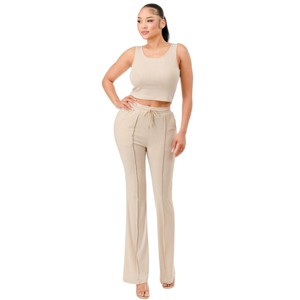 Slickblue Women’s Ribbed Tank & Pant Set, Functional Pockets, Co-ord Outfit, Everyday Wear, Color Options, Size S-L - 1 of 4