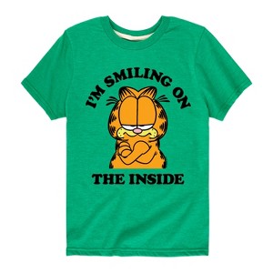 Boys' - Garfield - Smiling On The Inside Short Sleeve Graphic T-Shirt - 1 of 4