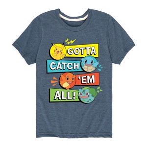 Boys' - Pokémon - Pikachu Squirtle Charmander Bulbasaur Gotta Catch 'Em All Short Sleeve Graphic T-Shirt - 1 of 4