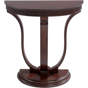 55 Downing Street Farmhouse Rustic Vintage Oak Wood Half Round Console Table 31" x 17 1/4" Dark Brown Curved Legs for Living Room Bedroom Bedside - 1 of 4
