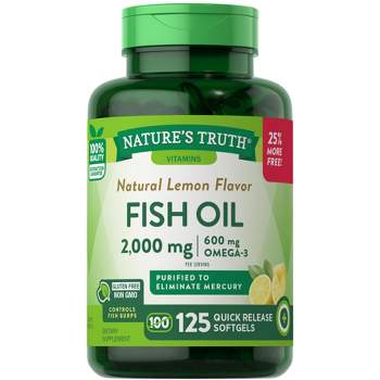 Nature's Truth Omega 3 Fish Oil 1000 mg | 125 Liquid Softgels | Burpless, Lemon Flavor Pills Supplement