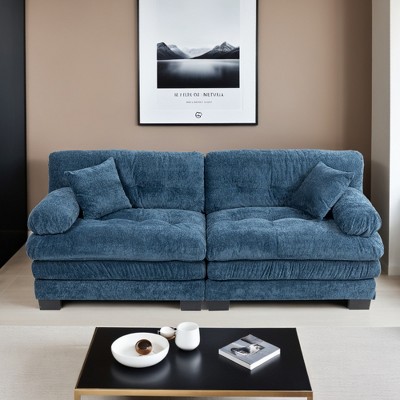 Two-seat Modular Deep Seat Sofa Couch Chenille Sofa Sleeper Comfy Upholstered Furniture - Leovsnove