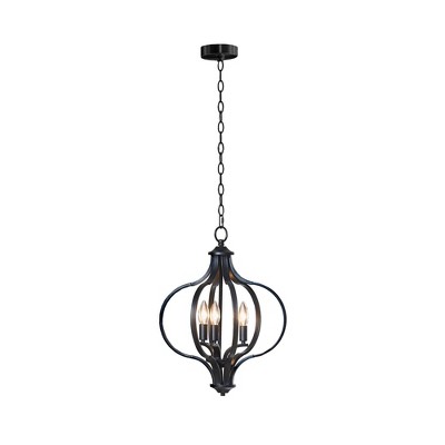 Nava Black Metal 3-Light Candle Chandelier with Adjustable Chain