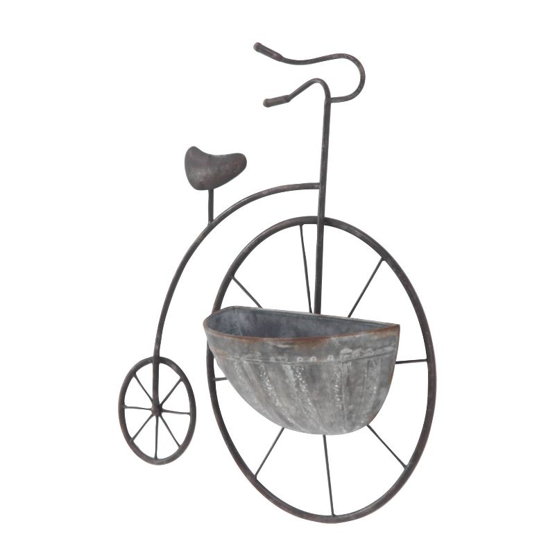 Olivia &#38; May 6&#34; Wide Industrial Iron Bicycle Indoor Outdoor Planter Pot Gray, 4 of 5