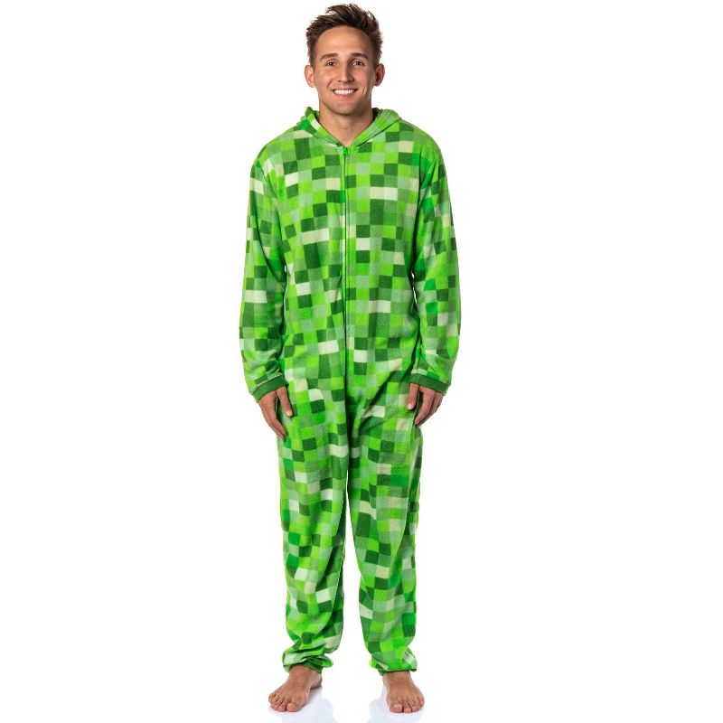 Minecraft Creeper Costume Pajama Outfit One Piece Union Suit, 4 of 5