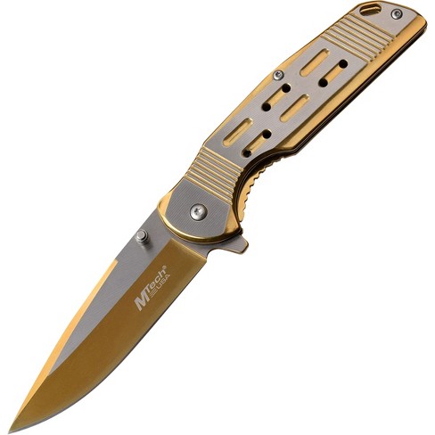 Mtech Usa Framelock Spring Assisted Folding Knife, Gold/satin