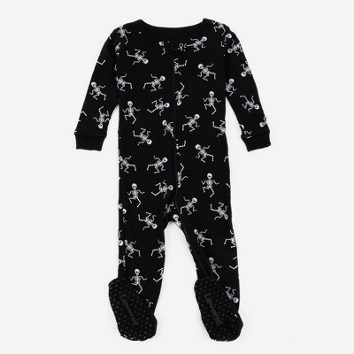 Image of Leveret Footed Cotton Halloween Pajama Skeleton Black 12-18 Month