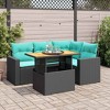 vidaXL 5 Piece Patio Sofa Set with Cushions Black Poly Rattan - Black with Storage - 2 of 4