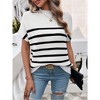 Womens Cap Sleeve Pullover Sweater Summer Casual Tops Stripped Crew Neck Lightweight Sweater Vest Ribbed Knit Pullover Tops - 4 of 4