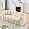 Luxurious 90.6 Inch Velvet Chesterfield Sofa with Button Tufting, Gold Accents, and 2 Pillows - Premium 280g Italian Velvet for Elegant Living Rooms - 2 of 4
