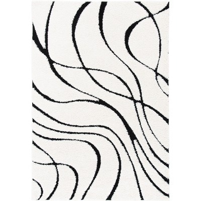 Florida Shag Sg471 Power Loomed Accent Rug - Ivory/black - 2'3