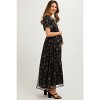 Pinkblush Black Floral Waist Tie Maternity Midi Dress - 3 of 4