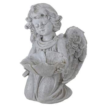 Northlight 9" Kneeling Angel with Flower Bird Feeder Outdoor Garden Statue