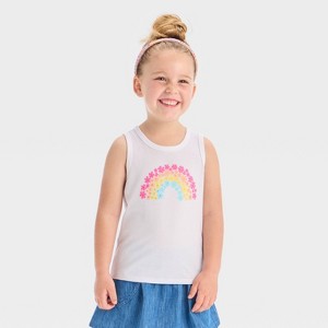 Toddler Girls' 'Floral Rainbow' Tank Top - Shirt - Cat & Jack™ White - 1 of 4