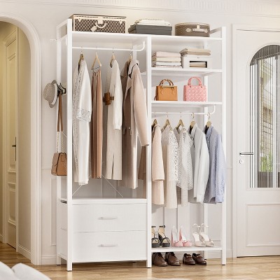 Aheaplus Garment Rack Heavy Duty Clothes Rack Free Standing Closet Organizer with Shelves and 2 hanging Rods