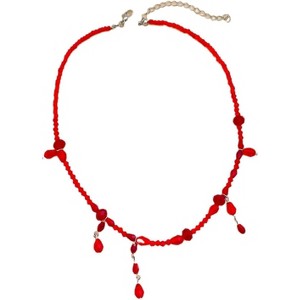 Gothic Blood Drop Fringe Choker With Crystal & Pearl Beads For Vampire Halloween Punk Jewelry - 1 of 4