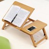 Over-Bed Table with 4 Tilt Angles, Adjustable Bamboo Laptop Desk with Tilting Top - 2 of 4