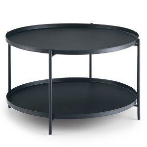 WyndenHall 32 Lipton Metal Coffee Table Black Iron Frame Fixed Shelf 18.5 High Painted Finish