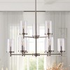 9-Light Brushed Nickel Chandelier with Cylindrical Clear Glass for Kitchen Island Dining Room Entryway - 2 of 4