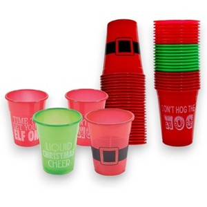 4E's Novelty 16 oz Christmas Cups for Party - 50 Pack Christmas Party Disposable Plastic Cups with Santa & Humorous Quotes Bulk & Holiday Cups - 1 of 4