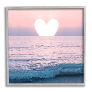 Stupell Industries Pink Heart Ocean Sunrise Framed Giclee Art - 1 of 4