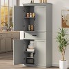 70" Tall Kitchen Pantry Cabinet with 2 Doors, 3 Adjustable Shelves and Drawers, Freestanding Modern Storage Cabinet for Bathroom, Dining Room, Gray - 3 of 4