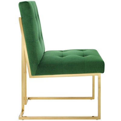 Privy Gold Emerald Performance Velvet Dining Chair with Swivel Seat