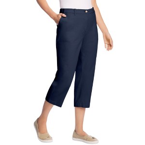 Woman Within Plus Size Petite Adjustable Waist Chino Capri - 1 of 4