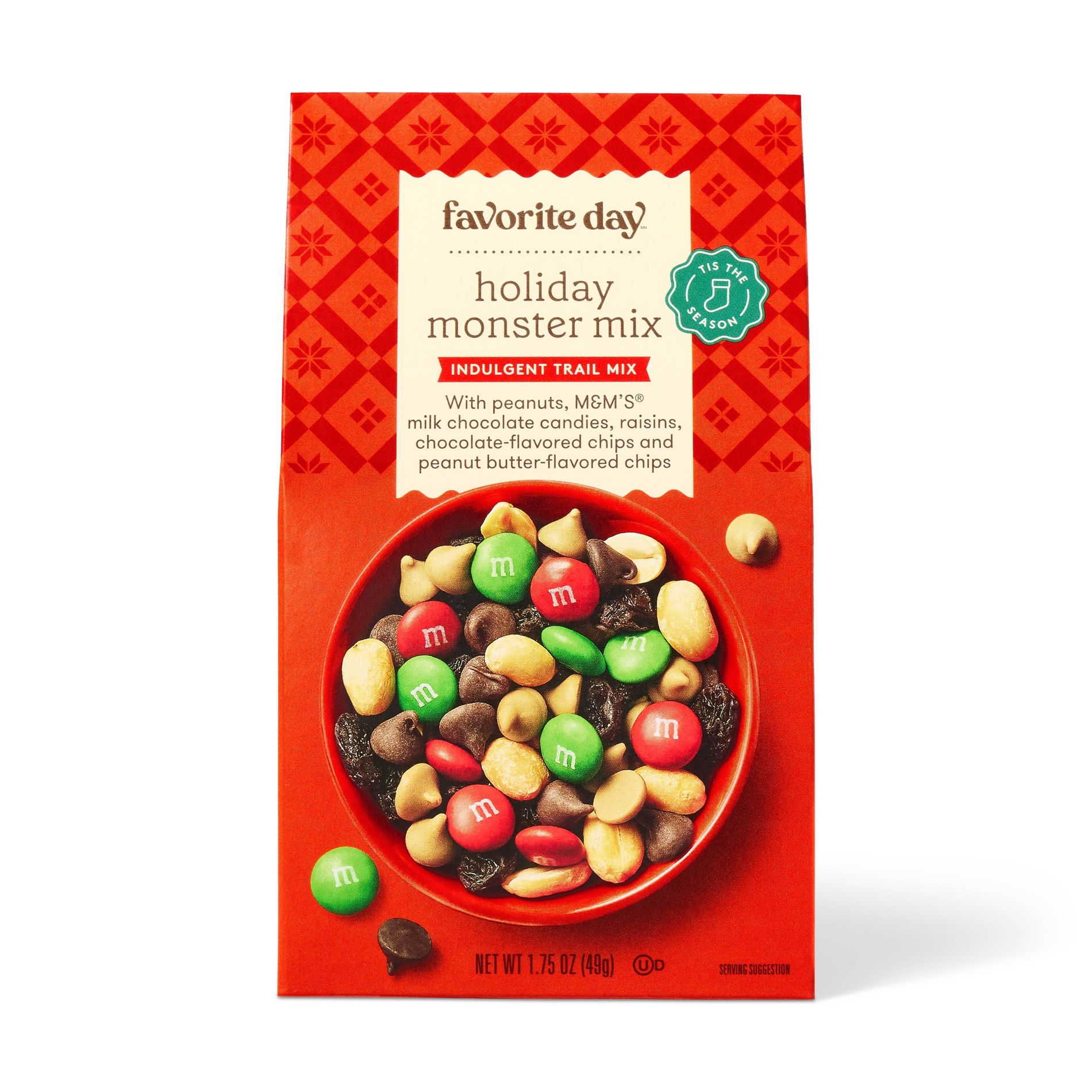 Christmas Holiday Monster Indulgent Snack Trail Mix Stocking Stuffer - 1.75oz - Favorite Day™