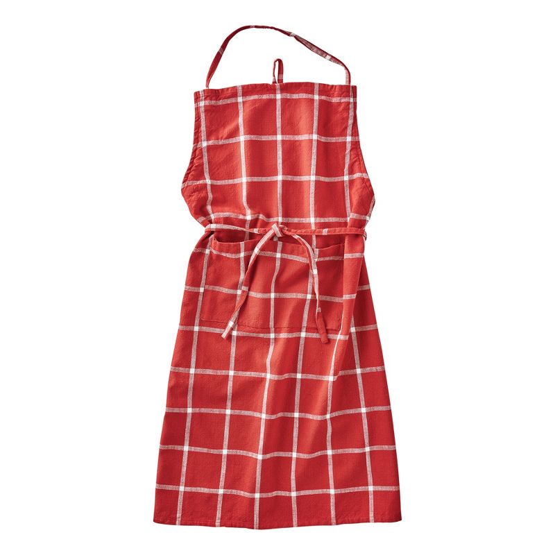 tagltd Classic Check Slub Bib Apron with Large Pocket and Waist Tie Red, One Size Fits Most, Machine Wash, 1 of 3