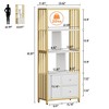 Gold Bookshelf Modern Bookcase with Drawers Storage Rack Shelf Tall Standing Bookshelves Metal Frame Large Display Racks Unique Book Shelf - 2 of 4