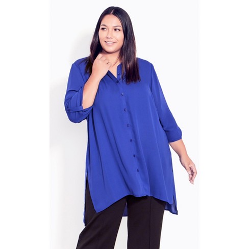 AVENUE | Women's Plus Size Longline Blouse - navy - 30W/32W