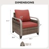 EAGLE PEAK Patio Chair Curved Armrest, Rattan Patio Furniture, 1 Chair, Brown/Red - 3 of 4